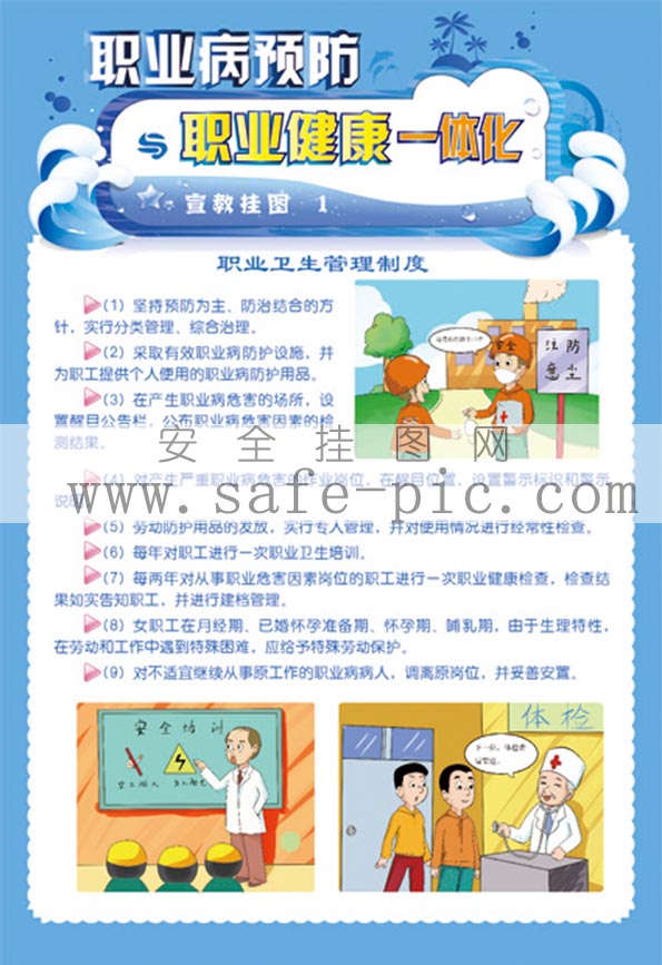 职业病预防与职业健康一体化挂图 职业病预防挂图 安全挂图网 编号:an